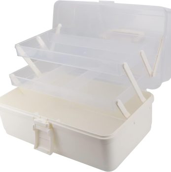 Avlcoaky Tackle Box Large 3 Layers Plastic Portable Storage Box Fishing White Tackle Box Organizer Art Craft Tool Box
