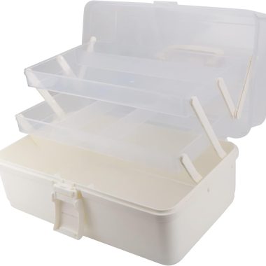 Avlcoaky Tackle Box Large 3 Layers Plastic Portable Storage Box Fishing White Tackle Box Organizer Art Craft Tool Box