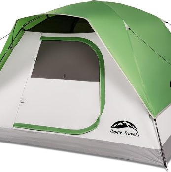 Happy Travel Camping Tent, 4/6 Person Dome Tents for Camping with Rainfly, Waterproof Clip Easy Setup Portable Family Tent with Mesh Windows, 20% More Headroom Backpacking Tents for Camping & Hiking
