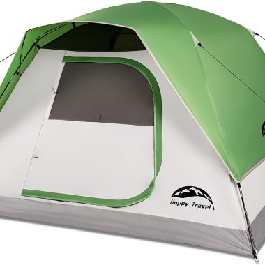 Happy Travel Camping Tent, 4/6 Person Dome Tents for Camping with Rainfly, Waterproof Clip Easy Setup Portable Family Tent with Mesh Windows, 20% More Headroom Backpacking Tents for Camping & Hiking