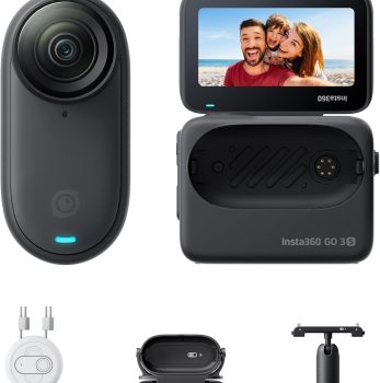 Insta360 GO 3S – 128 GB Black 4K Tiny Portable Vlogging Camera, Hands-Free POVs, Mount Anywhere, Stabilization, 140 Min Battery Life, 10m Waterproof, Pet POV